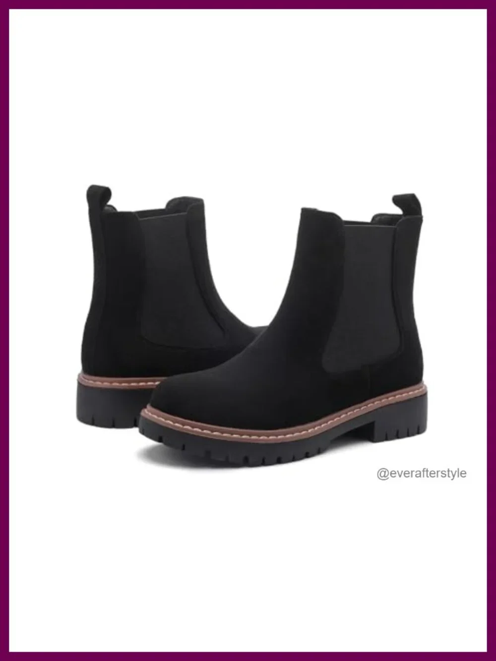 Chunky Lug Sole Chelsea Ankle Boots with Platform Heel